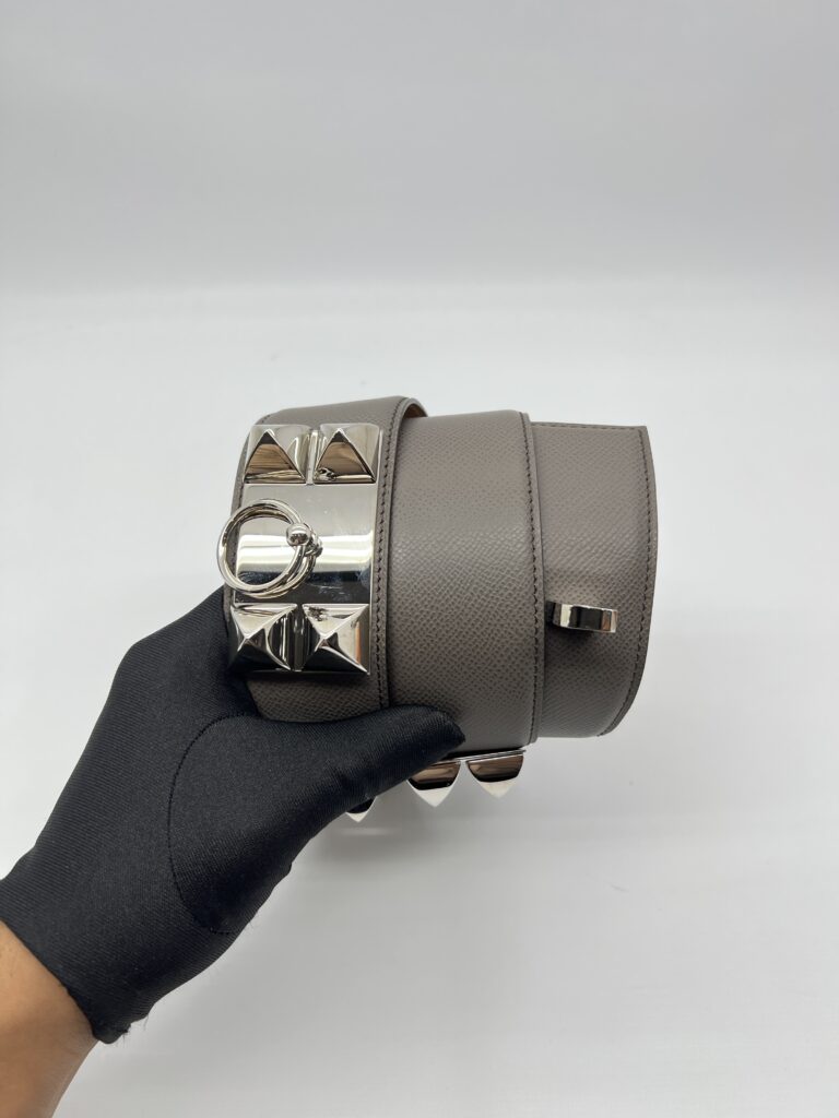 Hermes Collier De Chein Belt Gris Tourterelle PHW