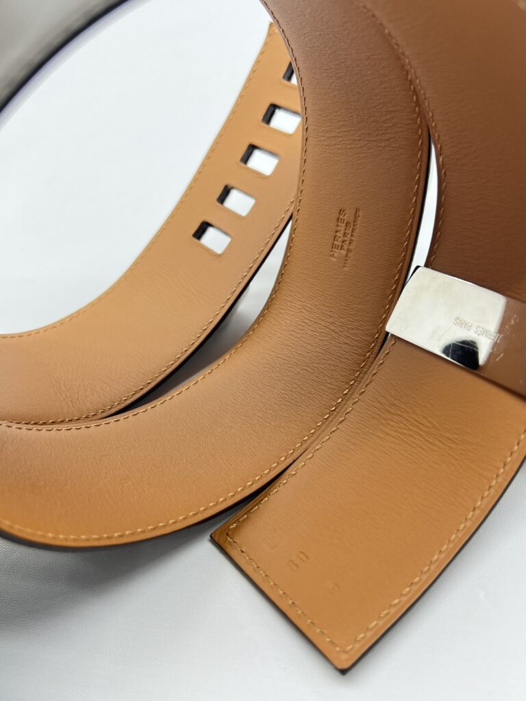 Hermes Collier De Chein Belt Gris Tourterelle PHW