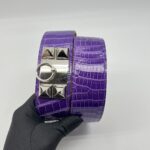 Hermes Collier De Chien Belt Croco Ultraviolet PHW