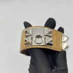 Hermes Collier De Chien Croco Beige PHW