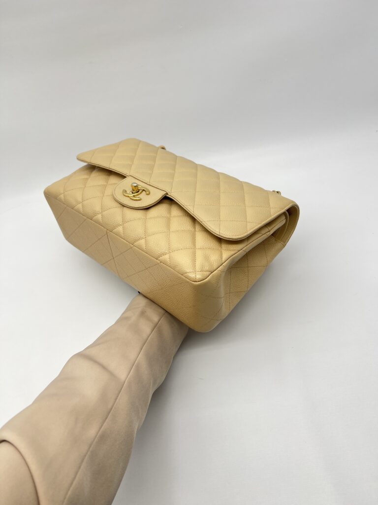 Chanel Jumbo Classic Double Flap Caviar Beige GHW