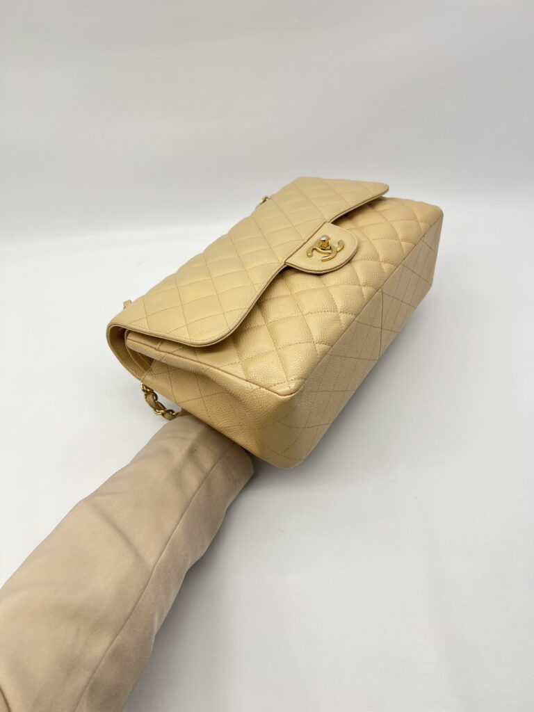 Chanel Jumbo Classic Double Flap Caviar Beige GHW