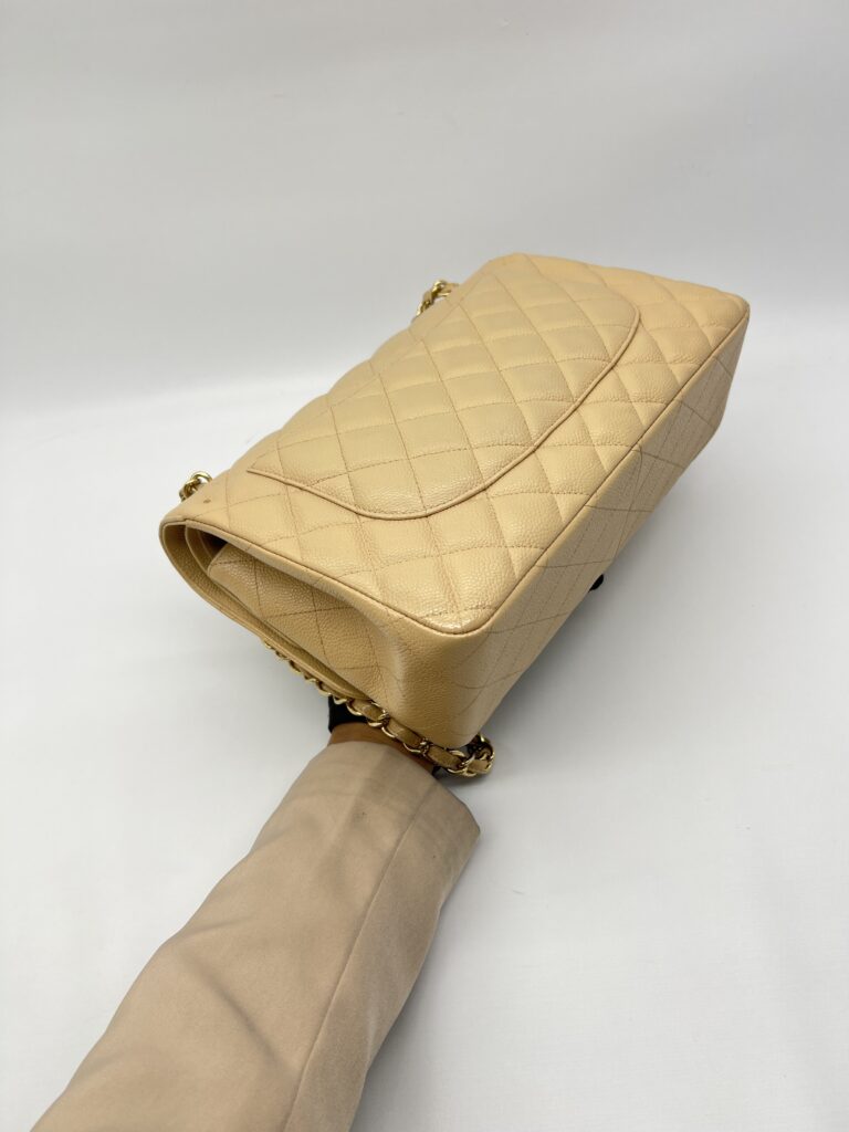 Chanel Jumbo Classic Double Flap Caviar Beige GHW