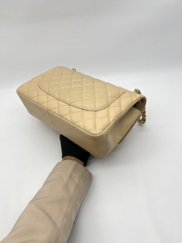 Chanel Jumbo Classic Double Flap Caviar Beige GHW