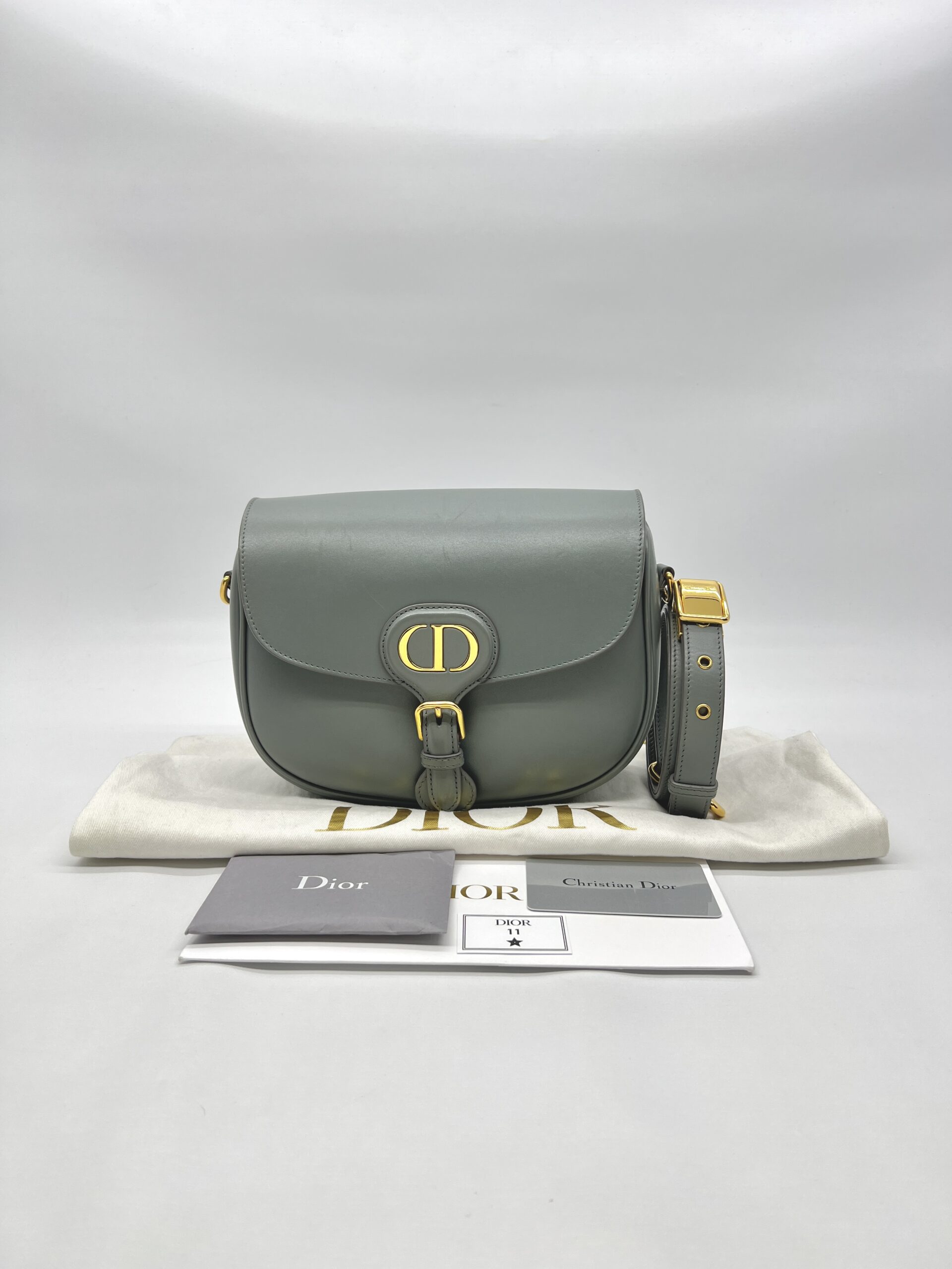 Dior Bobby Medium Calfskin Stone Gray GHW