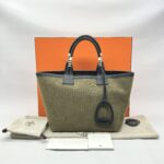 Hermes Steeple 25 Toile H/Swift Vert Militaire Noir