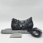 Balenciaga Le Cagole Mini Embossed Croco Black