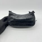 Balenciaga Le Cagole Mini Embossed Croco Black