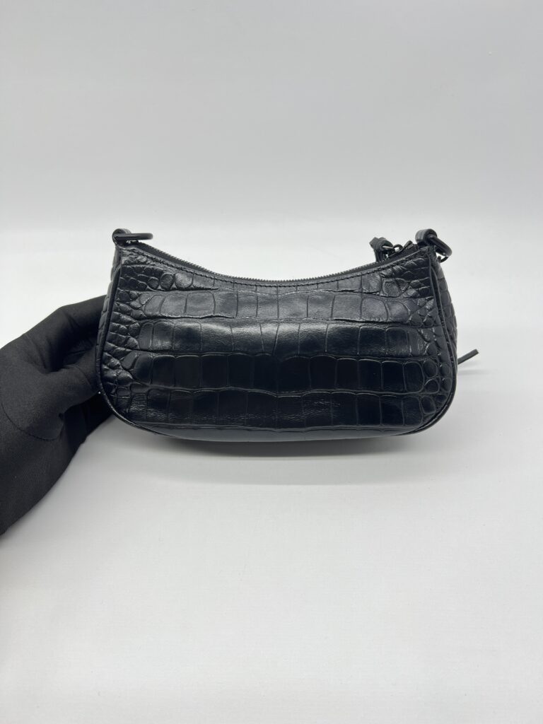 Balenciaga Le Cagole Mini Embossed Croco Black