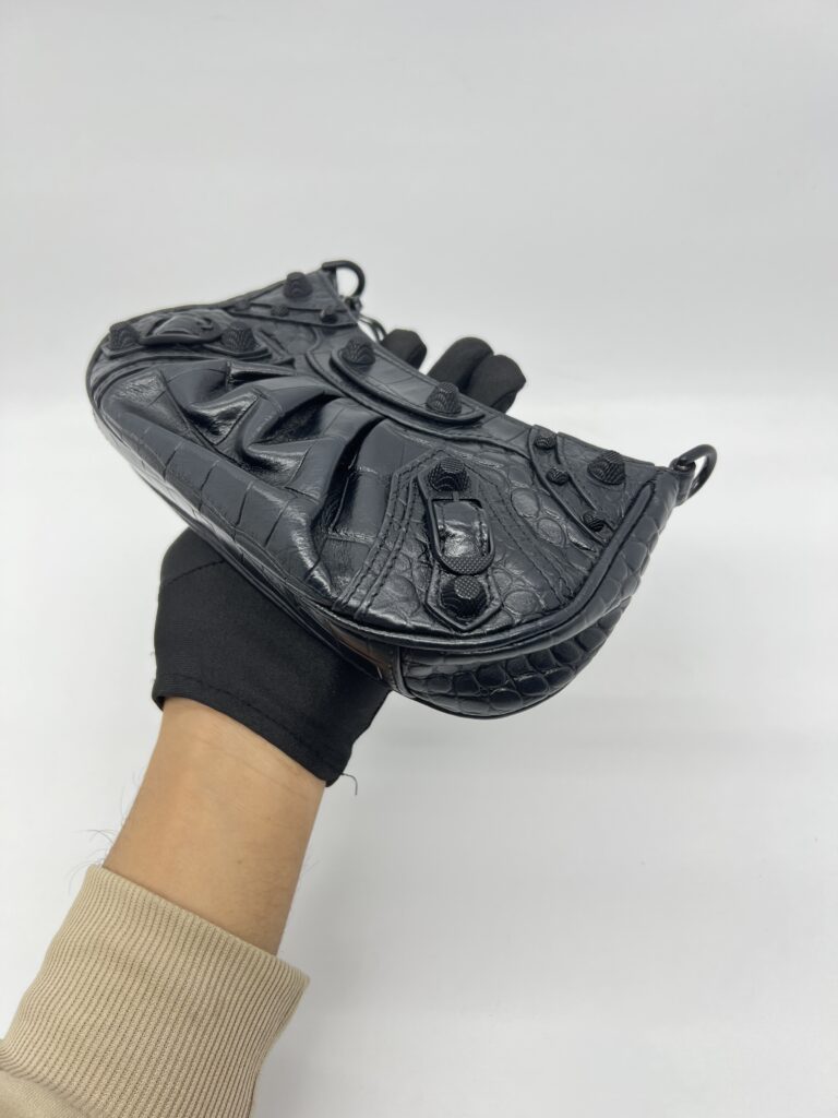 Balenciaga Le Cagole Mini Embossed Croco Black