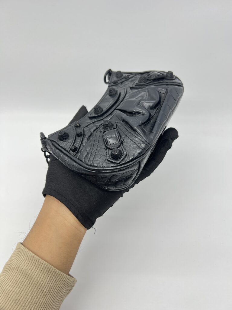 Balenciaga Le Cagole Mini Embossed Croco Black