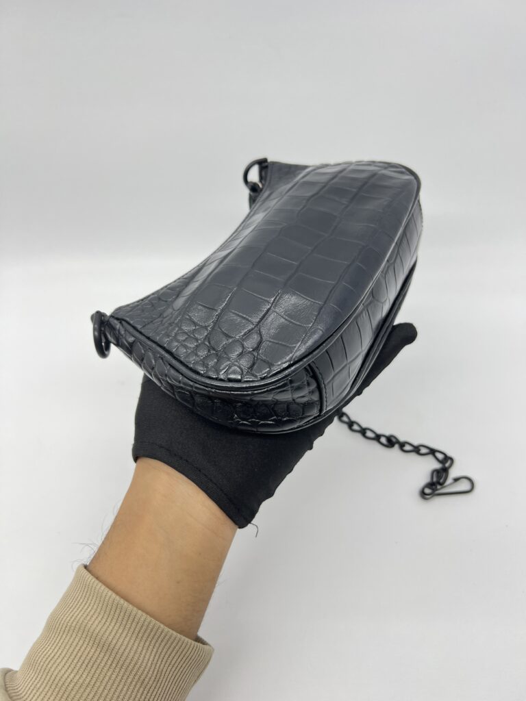 Balenciaga Le Cagole Mini Embossed Croco Black