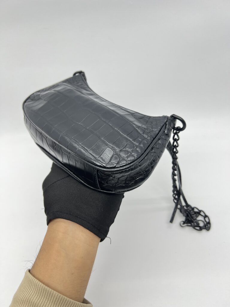 Balenciaga Le Cagole Mini Embossed Croco Black