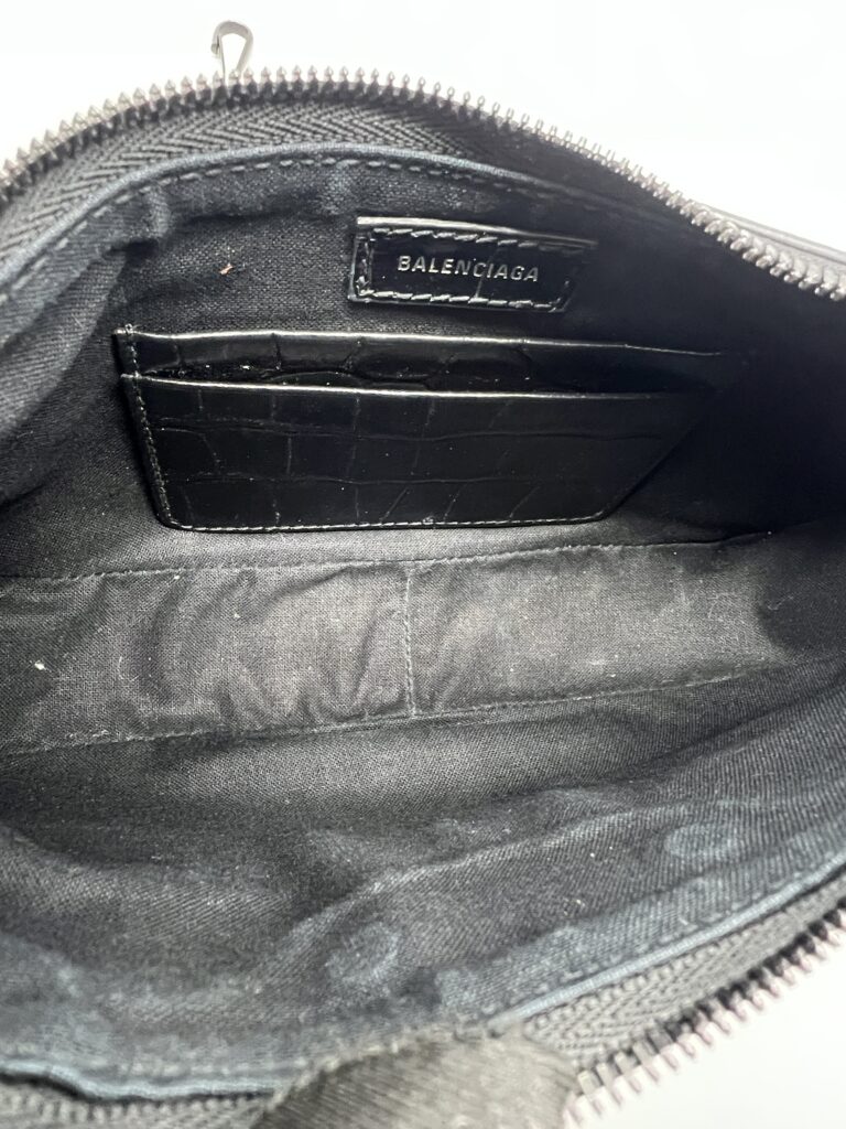 Balenciaga Le Cagole Mini Embossed Croco Black