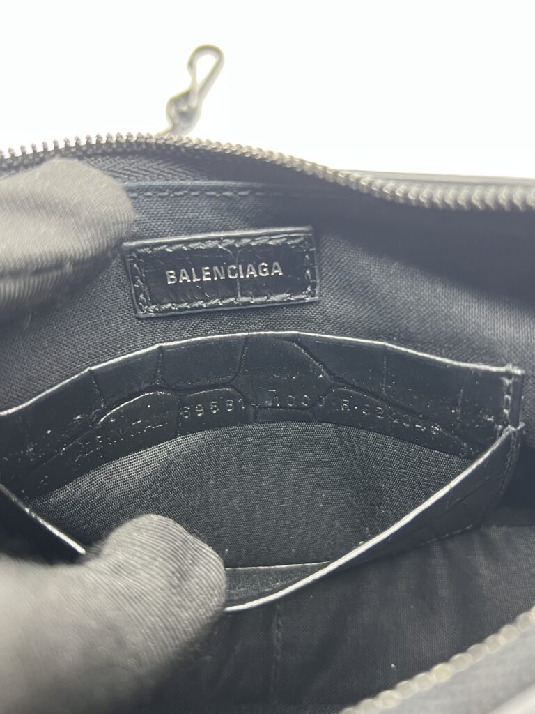 Balenciaga Le Cagole Mini Embossed Croco Black