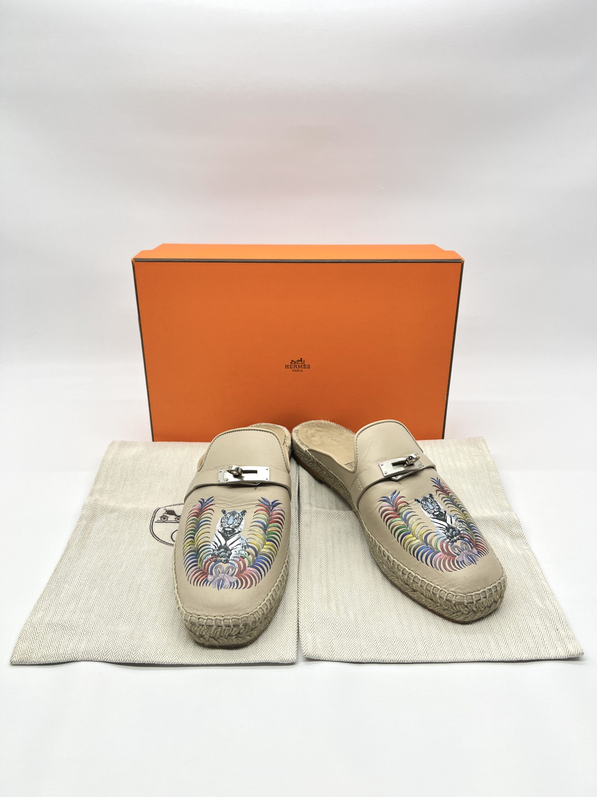 Hermes Feria Espadrilles White Eraser/Multicolor PHW