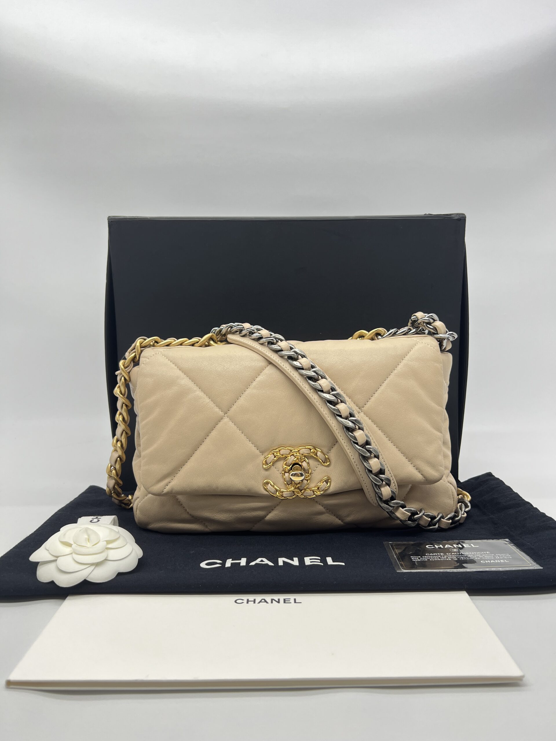 Chanel  C19 Small Lambskin Beige GHW