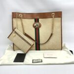 Gucci Rajah Tote Bah Canvas Beige Brown GHW