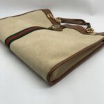 Gucci Rajah Tote Bah Canvas Beige Brown GHW