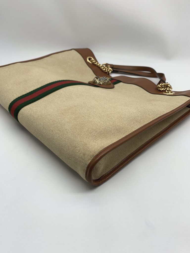 Gucci Rajah Tote Bah Canvas Beige Brown GHW