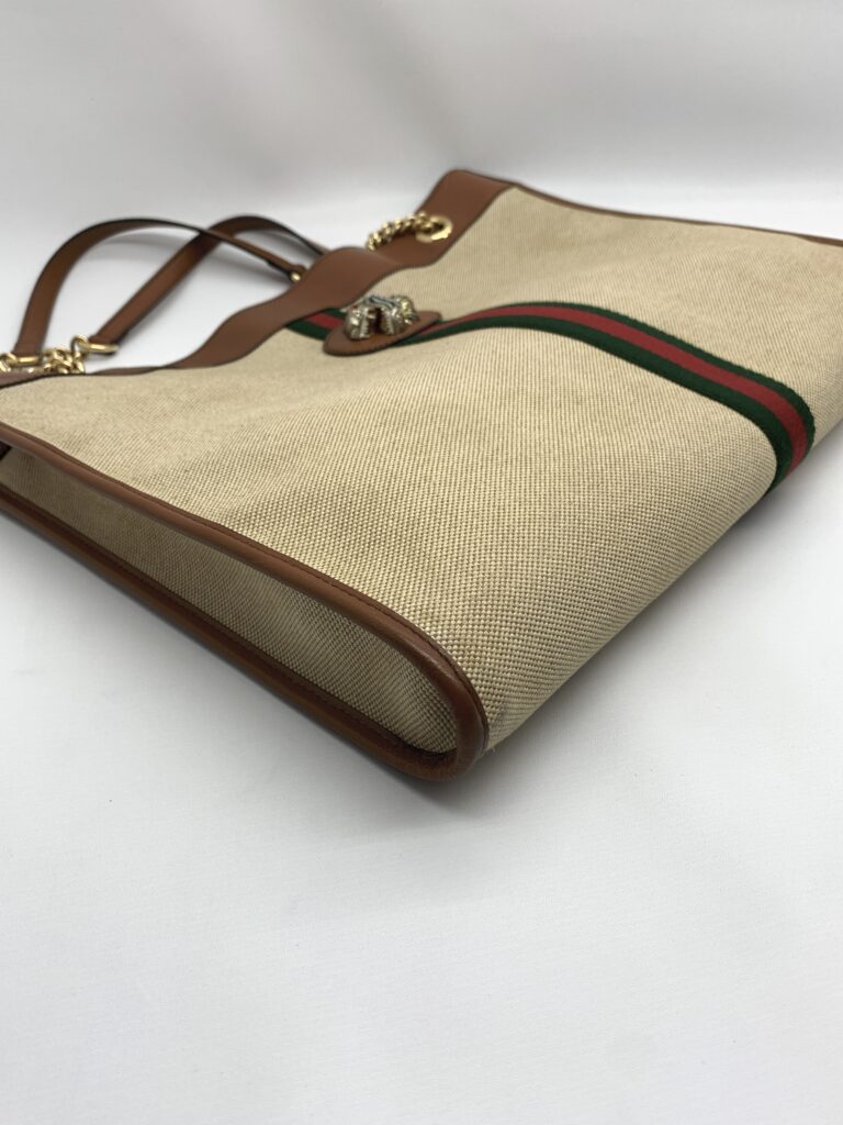 Gucci Rajah Tote Bah Canvas Beige Brown GHW