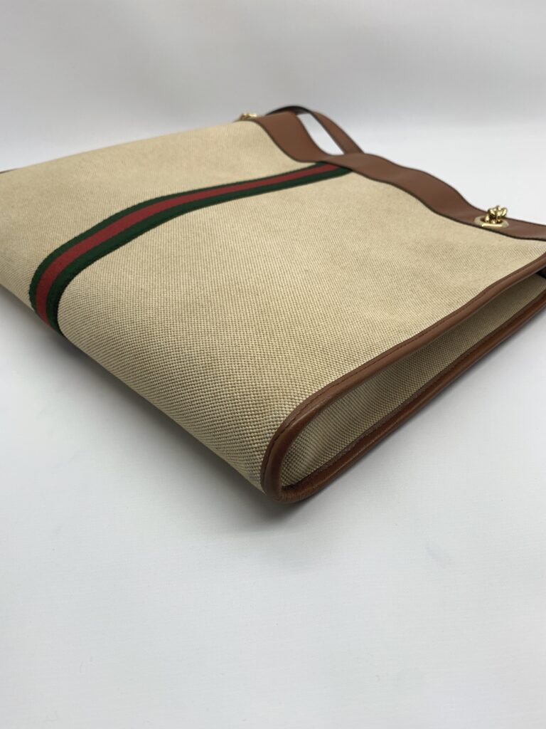 Gucci Rajah Tote Bah Canvas Beige Brown GHW