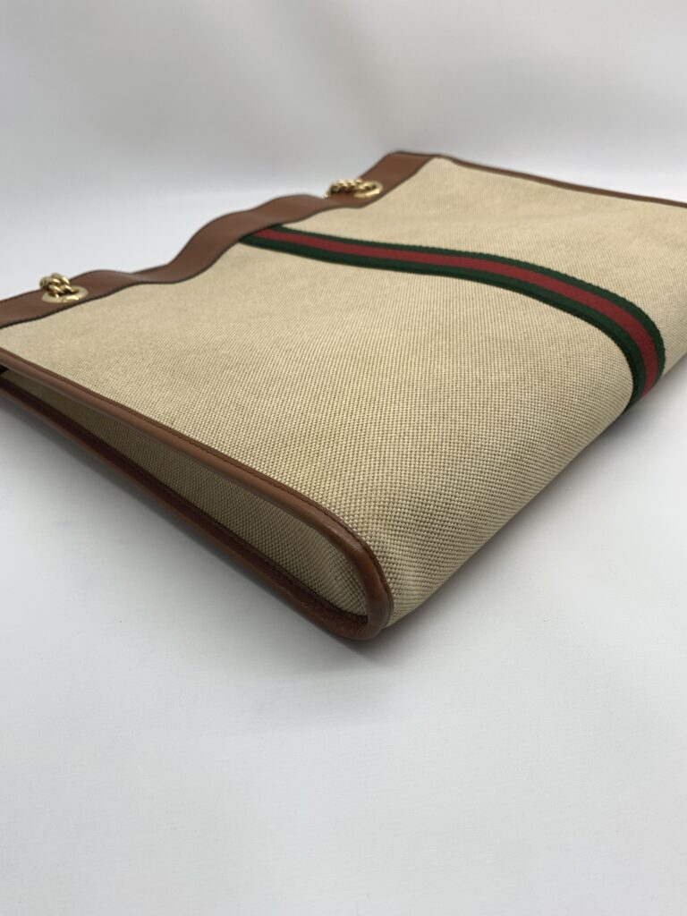 Gucci Rajah Tote Bah Canvas Beige Brown GHW