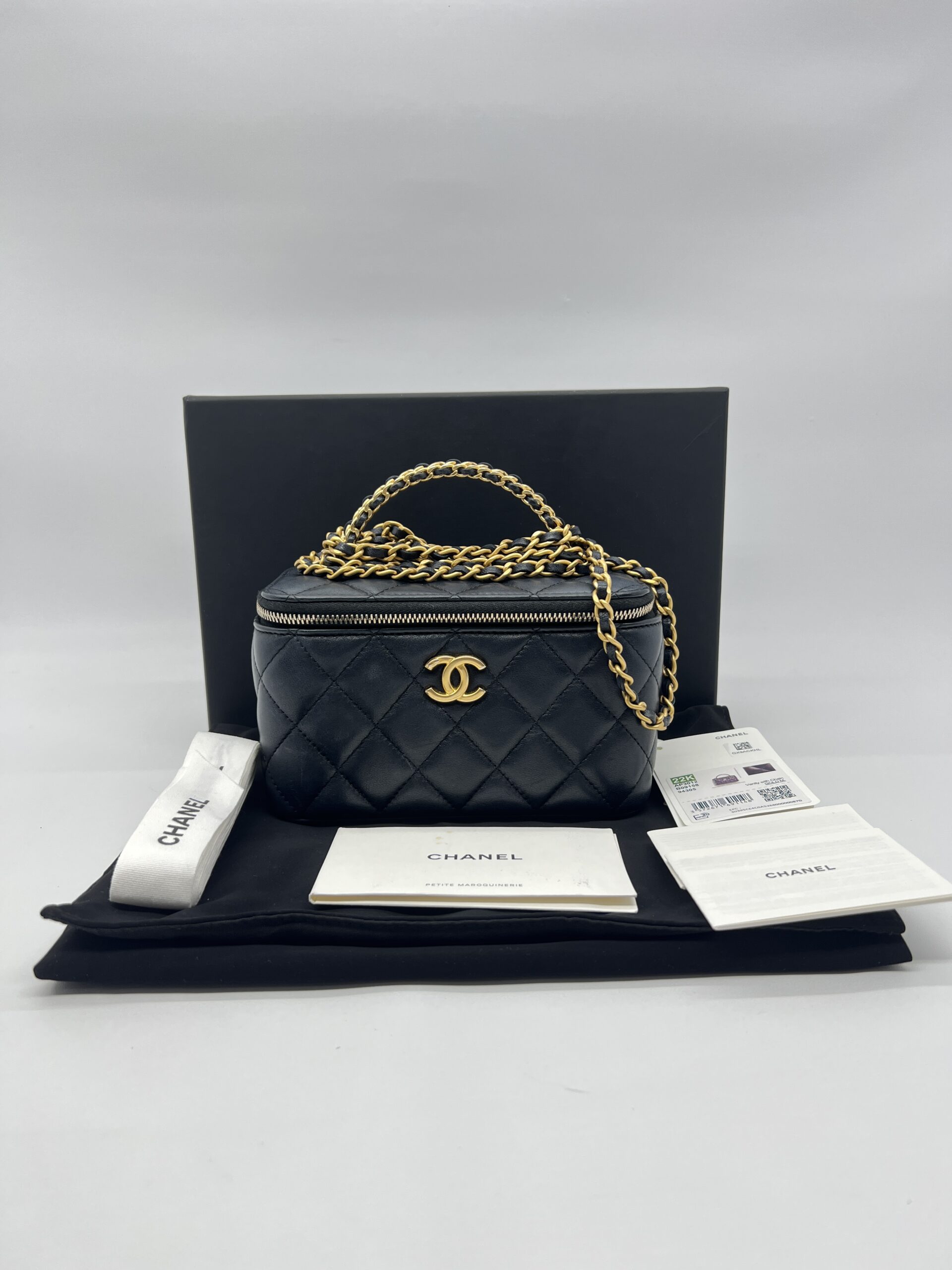 Chanel Vanity Top Handle With Lambskin Black GHW