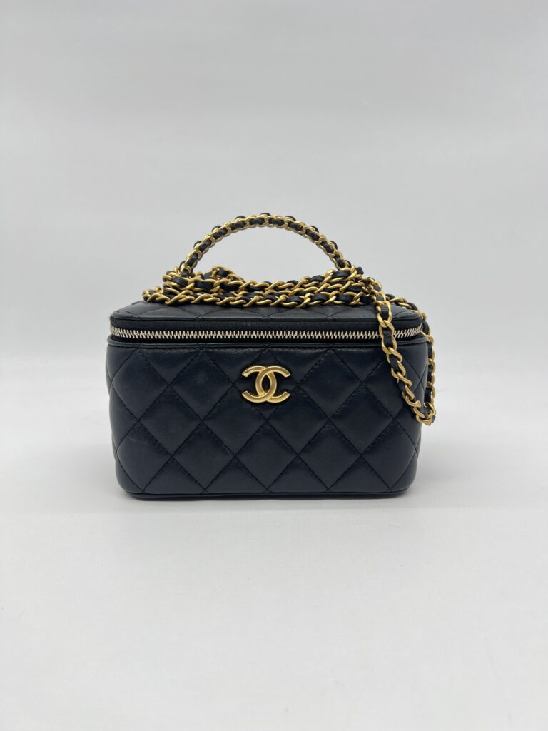 Chanel Vanity Top Handle With Lambskin Black GHW