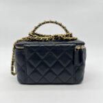 Chanel Vanity Top Handle With Lambskin Black GHW