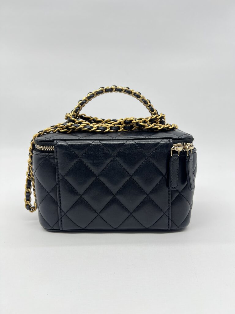 Chanel Vanity Top Handle With Lambskin Black GHW