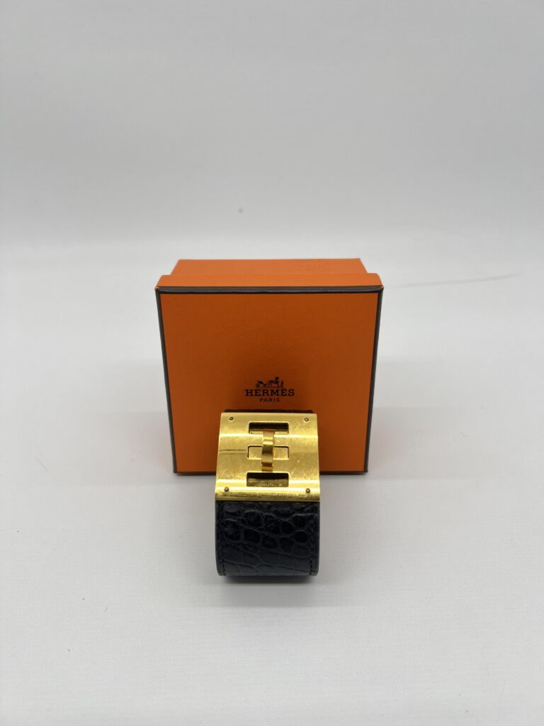Hermes Kelly Dog Croco Noir GHW