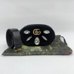 Gucci Marmont Belt Bag Giant Crystal Velvet Black GHW