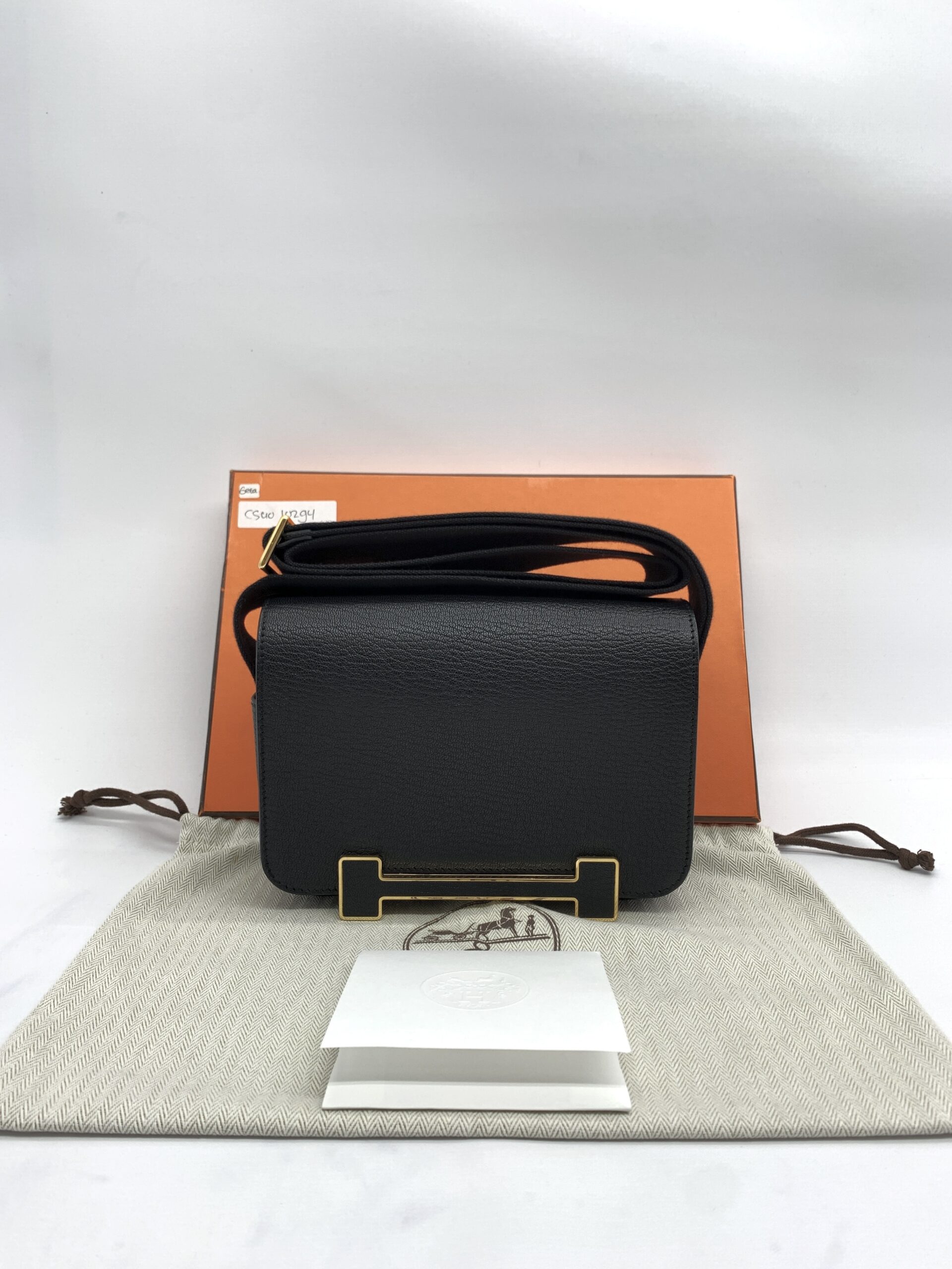 Hermes Geta Chevre Noir GHW