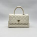 Chanel Small Coco Handle Caviar White LGHW