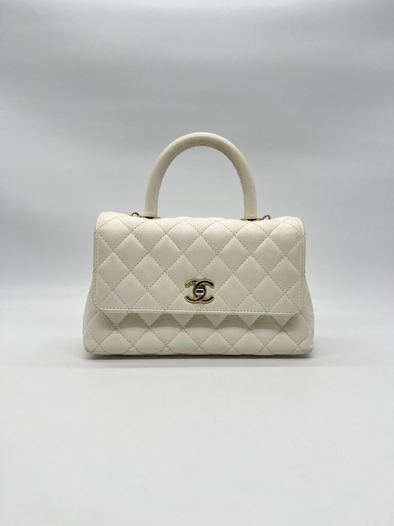 Chanel Small Coco Handle Caviar White LGHW