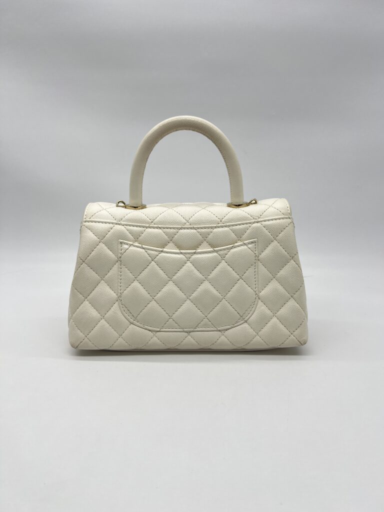 Chanel Small Coco Handle Caviar White LGHW