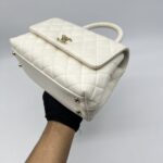 Chanel Small Coco Handle Caviar White LGHW