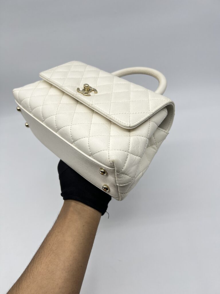 Chanel Small Coco Handle Caviar White LGHW