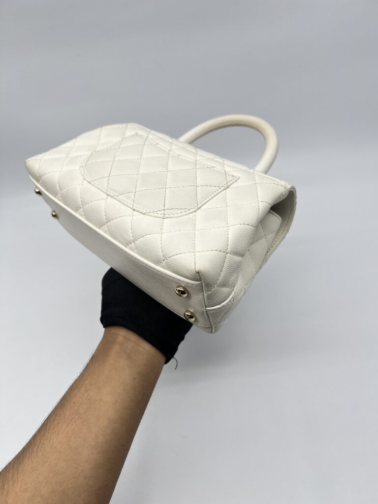 Chanel Small Coco Handle Caviar White LGHW