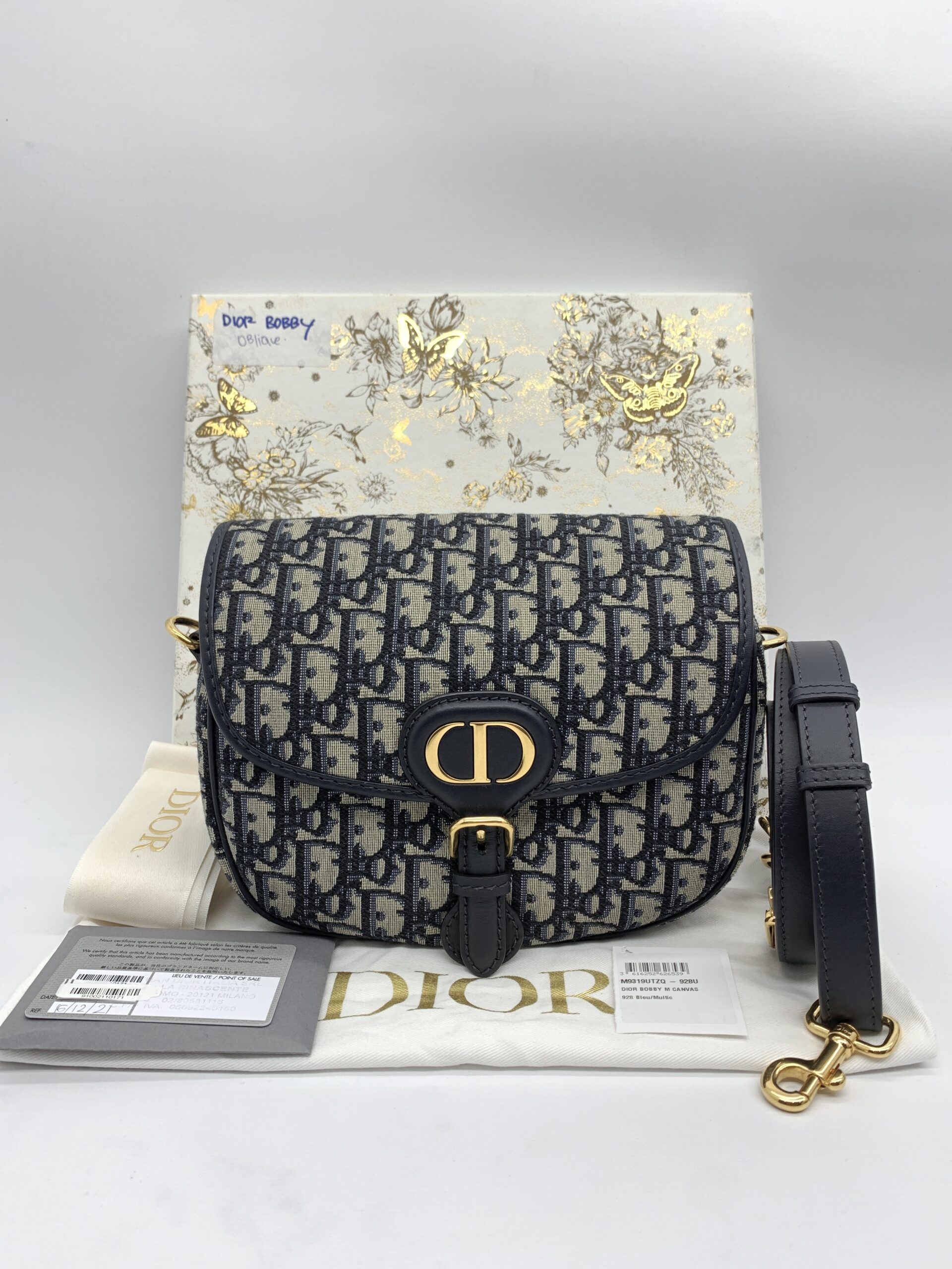Dior Bobby Medium Canvas Oblique Blue GHW