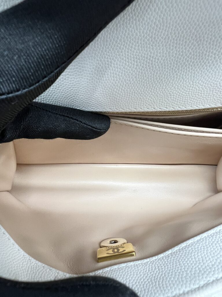 Chanel Small Coco Handle Caviar White LGHW