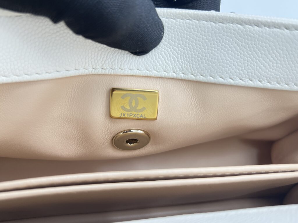 Chanel Small Coco Handle Caviar White LGHW