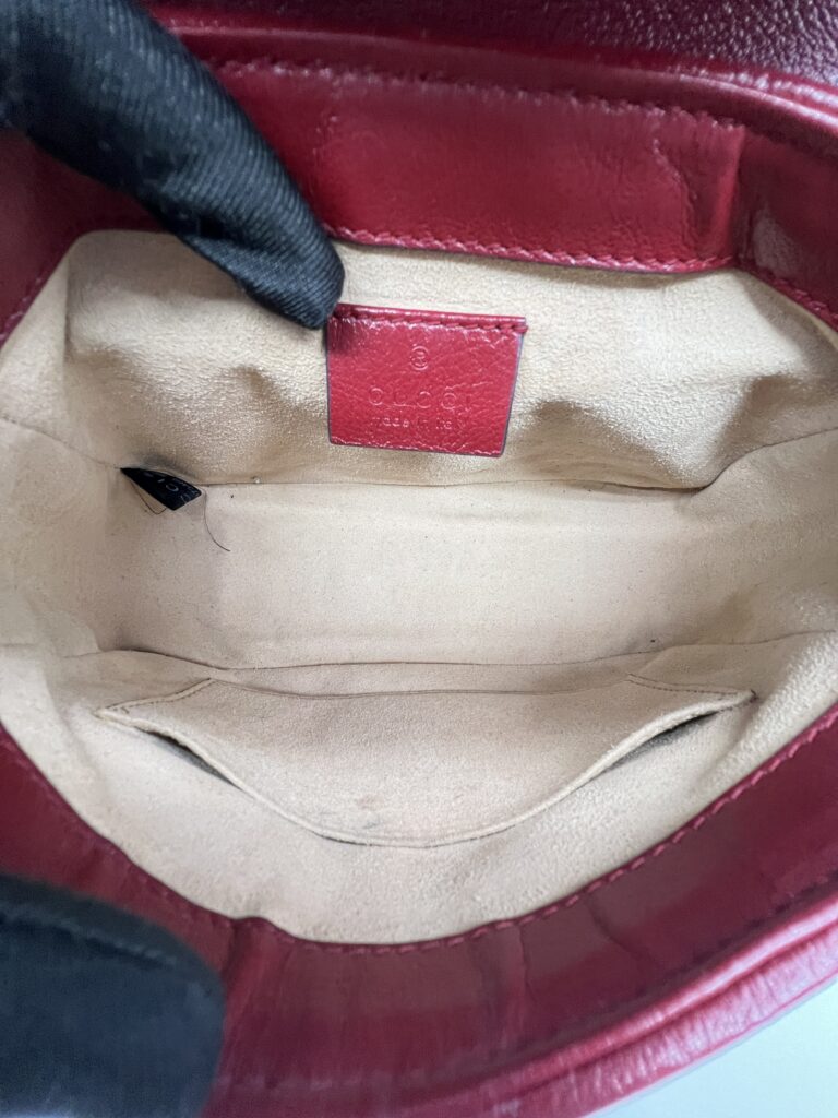 Gucci Mini Marmont Top Handle Black List Red GHW