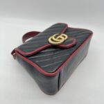 Gucci Mini Marmont Top Handle Black List Red GHW