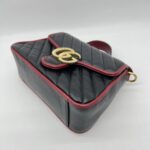 Gucci Mini Marmont Top Handle Black List Red GHW