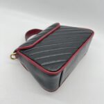 Gucci Mini Marmont Top Handle Black List Red GHW