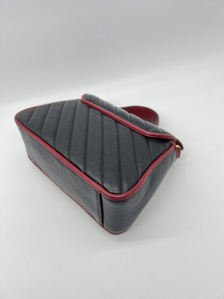 Gucci Mini Marmont Top Handle Black List Red GHW