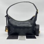 MCM Aren Visetos Hobo Bag Black GHW