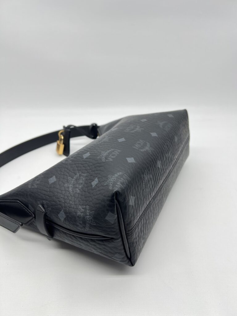 MCM Aren Visetos Hobo Bag Black GHW